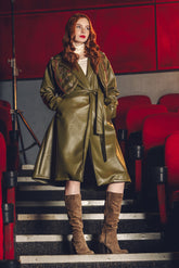 Juliette kaki leather coat